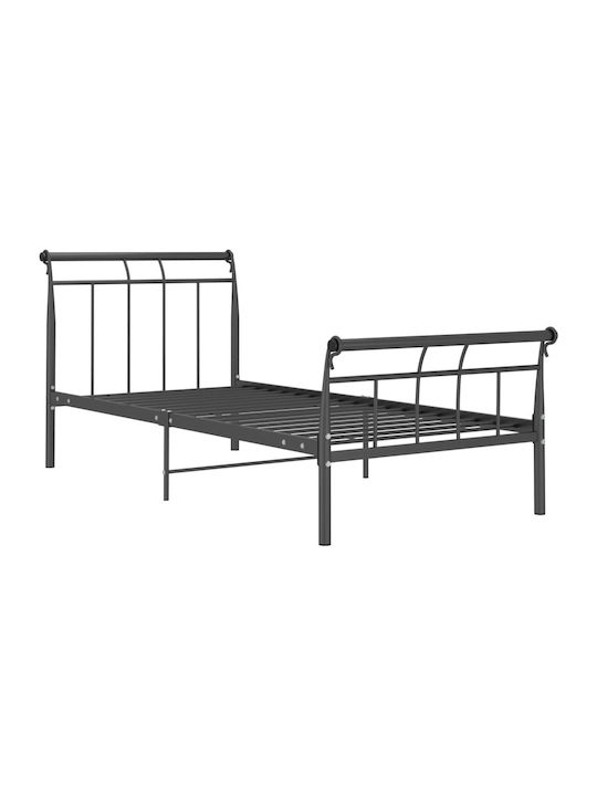 Κρεβάτι Μονό Μεταλλικό Μαύρο για Στρώμα 90x200cm