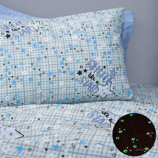 Palamaiki Luminous Față de pernă pentru copii din bumbac 100% 50x70buc Cluster Blue