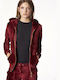 Women's Sweatshirt Jacket Velvet Hooded Burgundy
