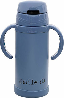 Estia Slogans Kids Water Bottle Thermos Stainless Steel with Straw Smile Blue 350ml