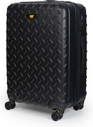 CAT Industrial Plate Large Travel Suitcase Hard Black with 4 Wheels Height 74.5cm