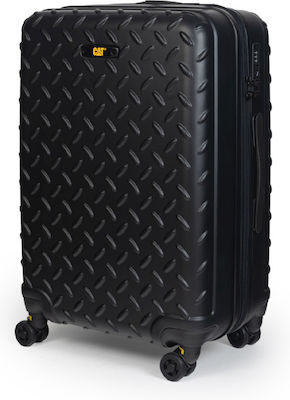 CAT Industrial Plate Large Travel Suitcase Hard Black with 4 Wheels Height 74.5cm.