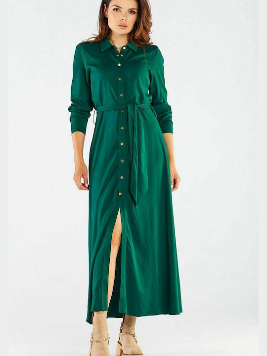Awama Midi Σεμιζιέ Φόρεμα Πράσινο