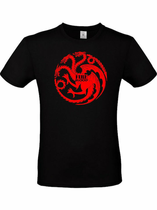B&C Fire And Blood T-shirt Schwarz Baumwolle