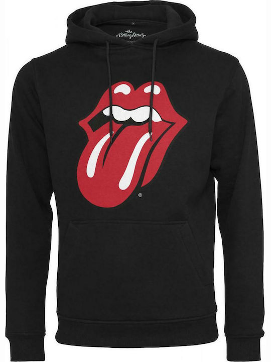 Merchcode Rolling Stones Tongue Φούτερ με Κουκούλα σε Μαύρο χρώμα