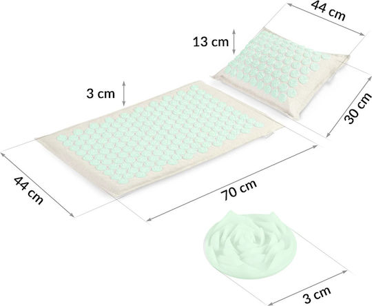 NEO Sport Acupressure με μαξιλάρι 70x44cm Χαλάκι Μασάζ Πιεσοθεραπείας για τον Αυχένα & το Σώμα Πράσινο