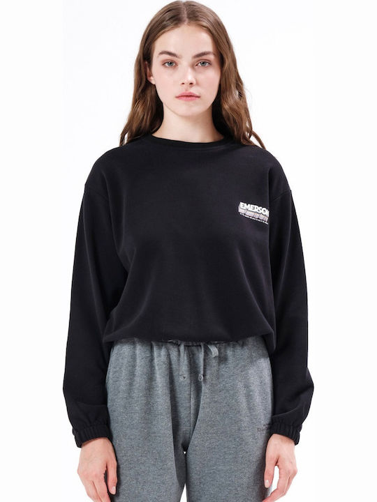 Gekürzt Damen Sweatshirt Schwarz