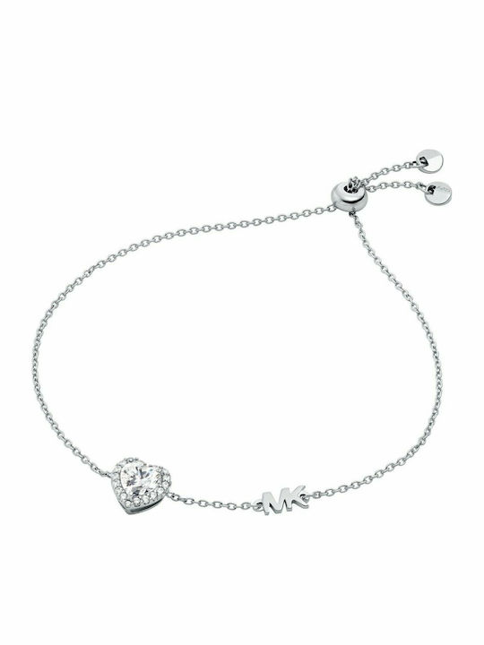 Michael Kors Premium Women's Bracelet Chain with Heart Design in Silver with Zircon 18cm