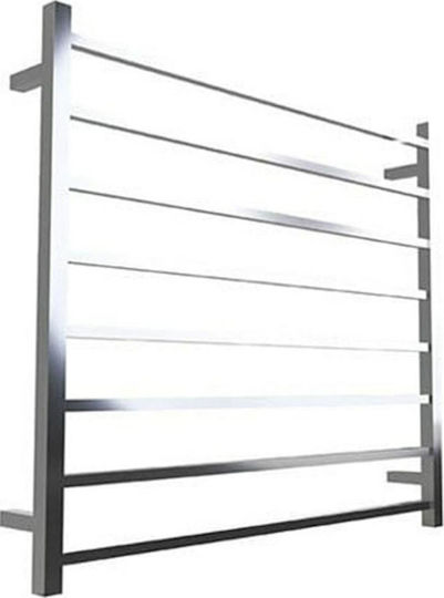 Warmup 8 Bar Ladder - Square Polished Electric Towel Rail 115W 91.2x62cm Silver