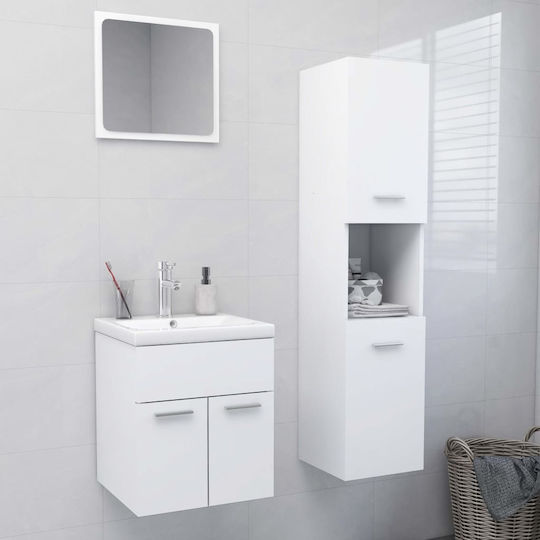 vidaXL Waschtisch mit Waschbecken, Spiegel & Säule L41xB38.5xH46cm Weiß