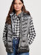 Funky Buddha Women's Short Puffer Jacket for Spring or Autumn with Hood Gray