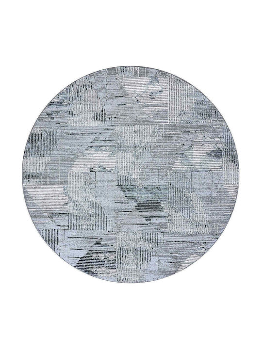 Madi Feathers Rug Round Grey