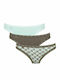 Βαμβακερά Femei Brazilia 3Pack cu Dantelă Alb/verde