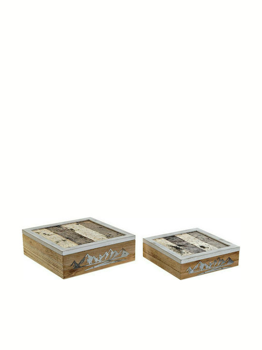 DKD Home Decor Wooden Decorative Boxes Set Alpino 2pcs