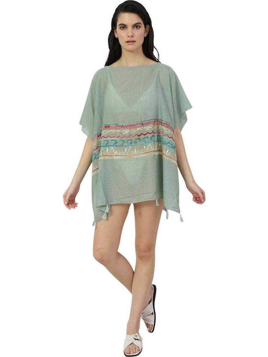 Doca Damen Mini Kaftan Strand Grün