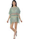 Doca Damen Mini Kaftan Strand Grün