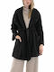 Damen Schwarz Kurzmantel mit Gürtel