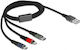 DeLock Regular USB to Lightning / Type-C / micro USB Cable Μαύρο 1m (87277)