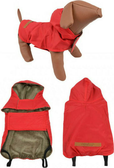 Woofmoda 933-1101 Red Waterproof Dog Coat with Hood with 57cm Back Length