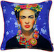 Synchronia Decorative Pillow Case Frida 100% Cotton Blue 45x45cm