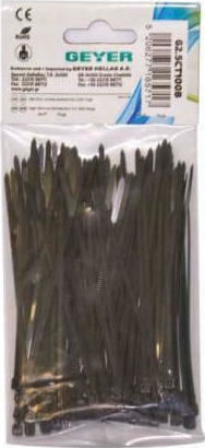 Geyer Δεματικά Καλωδίων Πλαστικά 450mmx7.6mm σε Μαύρο χρώμα (100τμχ) (G7.6CT450B)