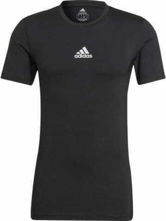 Adidas Techfit Base Ανδρική Ισοθερμική Κοντομάνικη Μπλούζα Μαύρη