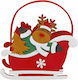 XMASfest Christmas Fabric Basket Figure Red 17.5x17x6.5cm