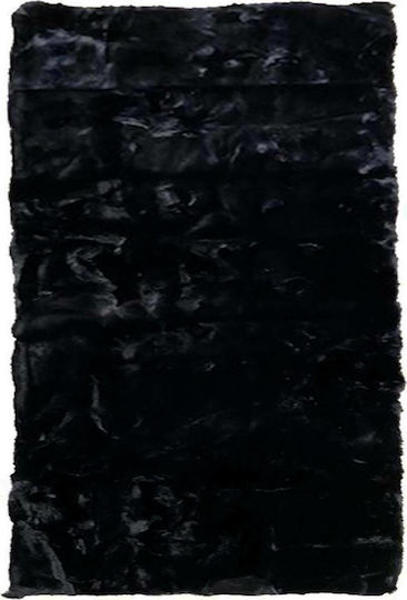 TnS Χαλί Ορθογώνιο Shaggy Γούνινο Μαύρο 120x170cm