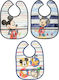 Alouette Disney Mickey Mouse Waterproof Bib Plastic with Hoop & Loop Fastener & Pocket Multicolored for 6 m+ 3pcs