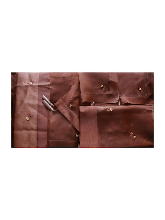 Mc Decor Checkered with Embroidery Set 5pcs 198 Brown 120x120cm