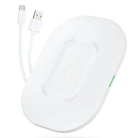Choetech Ασύρματος Φορτιστής (Qi Pad) και Καλώδιο USB-C 15W Λευκός (T550F)