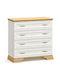 Ξύλινη Συρταριέρα Κρεβατοκάμαρας Jaden με 4 συρτάρια Golden Oak / Λευκό Antique 93.5x39x88.5εκ.