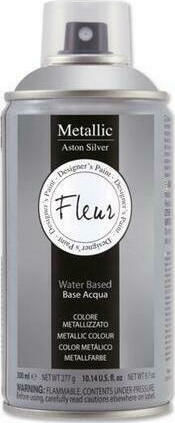 Fleur Colore Metallizzato Σπρέι Χειροτεχνίας Ασημί για Ξύλο, Πορσελάνη και Γυαλί Aston 300ml