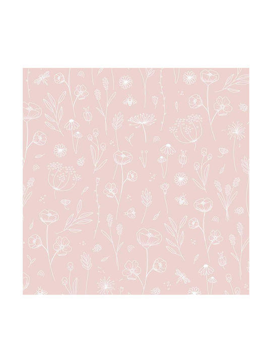 Little Dutch Kids Fabric Wallpaper Wild Flowers Pink L53xH1000cm