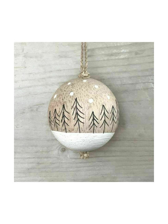 Synchronia Weihnachtshänger Kugel Ornament Holz Weiß