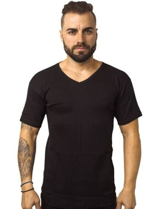 Men's Undershirt Short-sleeved in Black Color