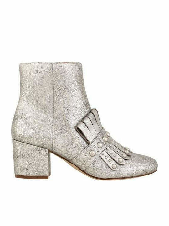 Qamile Leather Women's Ankle Boots Silver