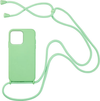 Sonique Carryhang Back Cover Silicone 0.5mm with Strap Light Green (iPhone 13 Pro)