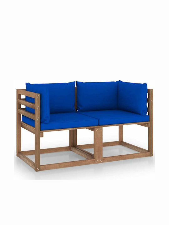 Two-Seater Sofa Outdoor from Pallets with Pillows 128x64x70cm