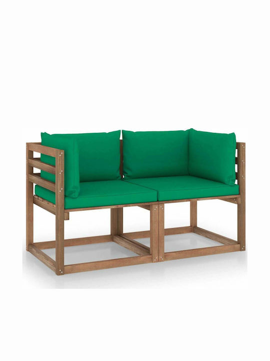 Two-Seater Sofa Outdoor from Pallets with Pillows 128x64x70cm