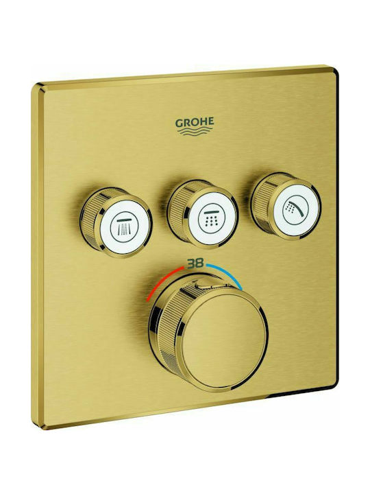 Grohe Grohtherm Smart Control Μίκτης Μπαταρίας Εντοιχισμού Ντουζιέρας 3 Εξόδων Inox Χρυσός