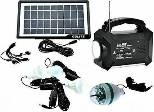 GDLite Solar Lighting System GD-8051 With Flash Light 3 Lamps And USB Charger