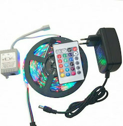 LED Strip Power Supply 12V RGB Length 5m and 60 LEDs per Meter Set with Remote Control and Power Supply SMD3528