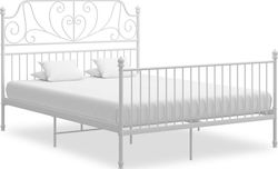 Κρεβάτι Υπέρδιπλο για Στρώμα 160x200cm Λευκό