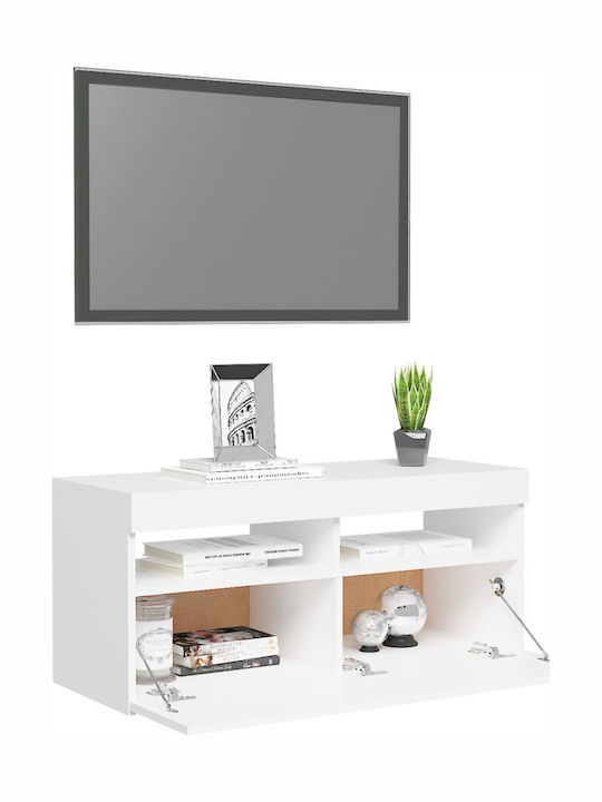 Particle Board TV Furniture with LED Lighting Λευκό L90xW35xH40cm