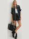 Marie Curie Leder Mini Rock Schwarz