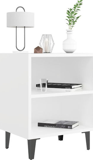 Wooden Bedside Table Λευκό 40x30x50cm