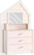 Kids Chest of Drawer House Pink / White with 3 Drawer 101x43x157εκ.