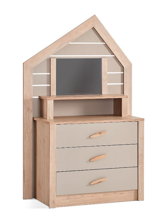 Kinderkommode My House Braun mit 3 Schubladen 101x43x157cm