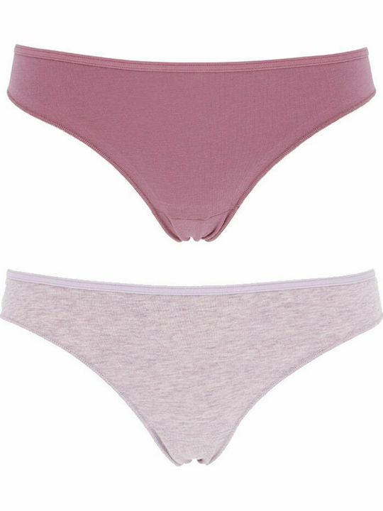 Cotonella Cotton Women's Brazil 2Pack with Lace Pink